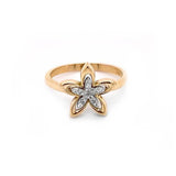 0.3ct Round Cut Moissanite Star Design Engagement Ring 14k Yellow Gold Plated