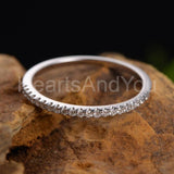 0.25ct Round Cut Moissanite Minimalist Women Wedding Band 14k White Gold Plated