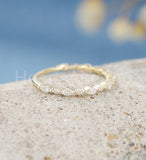 0.3ct Marquise Simulated Diamond Minimalist Wedding Band 14k Yellow Gold Plated