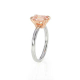 1.5ct Emerald Cut Peach Morganite Engagement Ring Solitaire 14k Dual Gold Finish