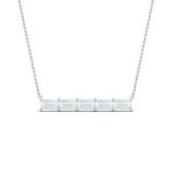 1ct Baguette Diamond 4 Stone Horizontal Pendant 14k White Gold Finish NO CHAIN