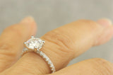 2.5Ct Round Cut Diamond Accents Solitaire Engagement Ring 14K White Gold Finish