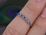 0.5ct Round Cut Blue Sapphire Engagement Ring 5 Stone Promise 14k WhiteGold Over