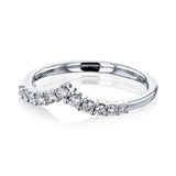 0.3ct Round Cut Moissanite Curved Minimalist Wedding Band 14k White Gold Plated