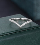 0.55ct Round Cut Moissanite Curved Stacking Wedding Band 14k White Gold Plated