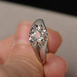 Floral Solitaire Engagement Ring 1ct Round Cut Diamond 14k White Gold Finish