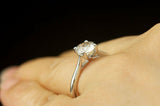 1Ct Round Cut Diamond Bridal Set Solitaire Ring Plain Band 14K White Gold Finish