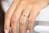 0.4ct Baguette Cut Green Emerald Two Stone Minimalist Ring 14k YellowGold Finish