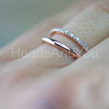 0.2ct Round Cut Moissanite Dual Row Split Band Women Band 14k Rose Gold Plated