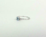0.5ct Engagement Ring Round Cut Aquamarine Minimalist Trilogy 14k WhiteGold Over