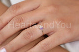 0.4ct Baguette Cut Simulated Amethyst Cluster Minimal Ring 14k Rose Gold Plated