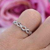 0.57ct Round Cut VVS1D Diamond Wedding Band Ring Infinity 14k White Gold Finish