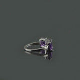2ct Engagement Ring Emerald Cut Purple Amethyst Three Stone 14k WhiteGold Finish