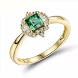 2.3ct Engagement Ring Princess Cut Emerald Ballerina Halo 14k Yellow Gold Finish