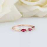 1ct Marquise Cut Alternate Pink Ruby Diamond Wedding Band 14k Rose Gold Finish