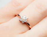 1ct Round Cut Diamond Floral Minimalist Pearl Engagement Ring 14k Rose Gold Over