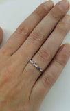 1ct Round Blue Sapphire Wedding Band Stackable Half Eternity 14k White Gold Over