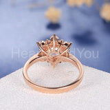 2.1ct Round Cut Moissanite Flower Snowflake Cluster Ring 14k White Gold Plated