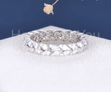 2.1ct Round Cut Moissanite Eternity Dual Row Wedding Band 14k White Gold Plated