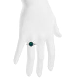 2.3ct Engagement Ring Round Cut Green Emerald Split Shank 14k White Gold Finish