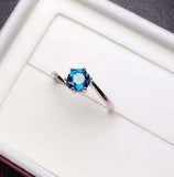 0.4ct Engagement Ring Round Cut London Blue Topaz Solitaire 14k White Gold Over