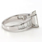 4ct Emerald Cut Diamond Solitaire Step Baguette Accent Ring 14k WhiteGold Finish