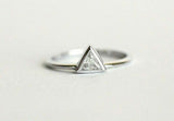 0.4ct Trillion Diamond Engagement Ring 14k White Gold Finish Bezel Set Solitaire