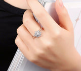 2.3ct Round Cut Diamond Engagement Ring 14k White Gold Finish Flower Solitaire