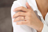0.4ct Engagement Ring Marquise Cut Ruby Cluster Minimalist 14k YellowGold Finish