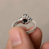 2ct Oval Cut Black Diamond Engagement Ring 14k WhiteGold Finish Leaf Solitaire
