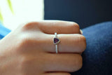 1ct Trillion Cut Purple Amethyst Solitaire with Accent Ring 14k WhiteGold Finish