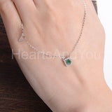 1ct Princess Cut Simulated Green Emerald Halo Pendant Chain 14k WhiteGold Plated