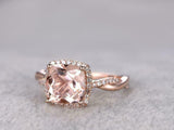 2ct Cushion Cut Peach Morganite Engagement Ring 14k Rose Gold Finish Infinity