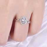 2ct Oval Cut Diamond Engagement Ring Halo Infinity Solitaire 14k White Gold Over