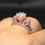 2.5ct Round Cut Diamond Engagement Ring 14k Rose Gold Over Stackable Split Shank