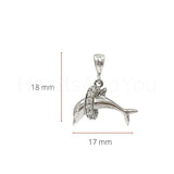 0.12ct Round Cut Moissanite Dolphin Pendant 14k White Gold Plated NO CHAIN