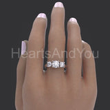 2.1ct Round Cut Moissanite Three Stone Engagement Ring 14k Yellow Gold Plated