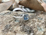 2ct Emerald Cut Blue Aquamarine Milgrain Halo Solitaire Ring 14k White Gold Over