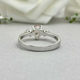 1ct Engagement Ring Pear Cut Peach Morganite Three Stone 14k White Gold Finish