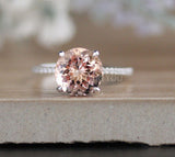 1ct Round Cut Simulated Morganite Minimal Engagement Ring 14k White Gold Plated