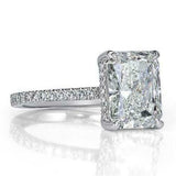1.5Ct Radiant Cut Diamond Solitaire Ring 14K White Gold Finish with Round Accent