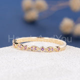 0.3ct Round Cut Simulated Amethyst Half Eternity Wed Band 14k Yellow Gold Plated