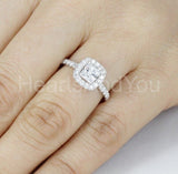 2.2ct Princess Cut Simulated Diamond Halo Engagement Ring 14k White Gold Plated