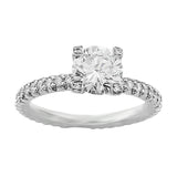 3Ct Round Cut Diamond Engagement Solitaire Ring with Accents 14K White Gold Over