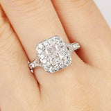 Halo Split Shank Engagement Ring 2.3ct Radiant Cut Diamond 14k White Gold Finish