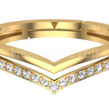 0.2ct Round Moissanite Curved Split Shank Wedding Band 14k Yellow Gold Plated
