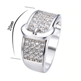 2.1ct Round Cut Diamond Engagement Ring 14k White Gold Finish Belt Unique Design