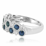2ct Round Cut Blue Sapphire Cocktail Eternity Wedding Band 14k White Gold Finish