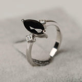 1.25ct Marquise Cut Black Diamond Engagement Ring Trilogy 14k White Gold Finish