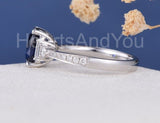 2.3ct Oval Cut Simulated Sapphire Solitaire Accents Ring 14k White Gold Plated